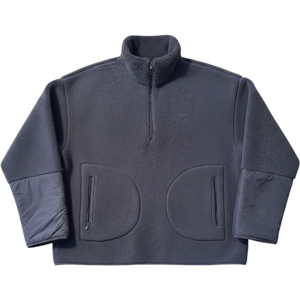 Sweaty Betty Fleece Pullover L Gray Quarter Zip Sherpa Oversized Gorpcore SB9535